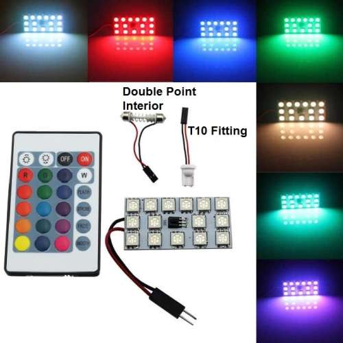 12V 15 LED RGBW Lights - 15 LED T10 Roof Lamps - 12V 15 LED DIY RGBW Interior Auto Lamp