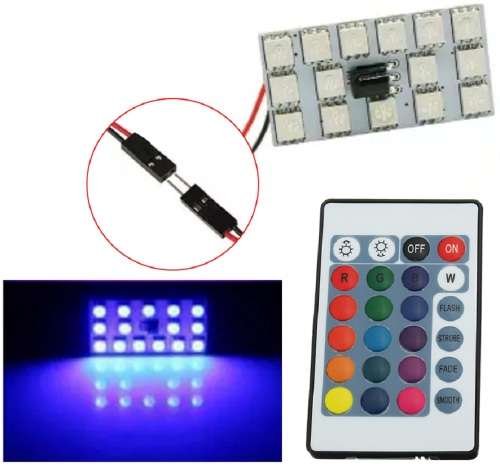 12V 15 LED RGBW Lights - 15 LED T10 Roof Lamps - 12V 15 LED DIY RGBW Interior Auto Lamp