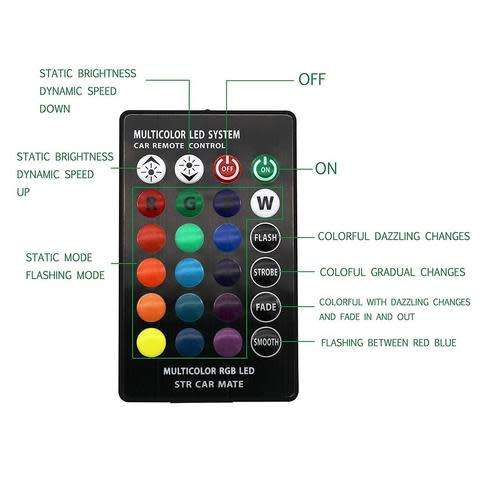 12V 24 LED RGBW Lights - 24 LED T10 Roof Lamps - 12V 24 LED DIY RGBW Interior Auto Lamp