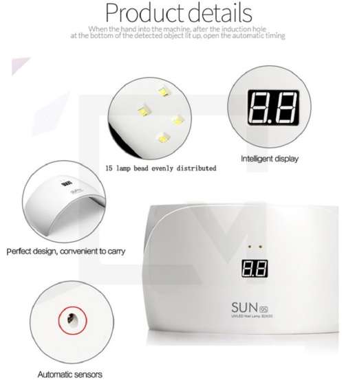 Nail Lamp - 24W UV LED Nail Lamp - 24W LED UV Nail Curing Lamp - UV/LED Nail Lamp