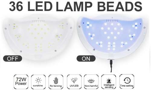 Nail Lamp - 72W UV LED Nail Lamp - 72W LED UV Nail Curing Lamp - SunX Plus UV/LED Nail Lamp