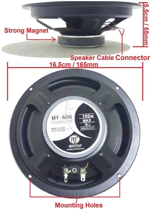 Speaker - 100W Mid-range Speaker - 16cm 100W PP Cone Car Speaker fits most OEM locations