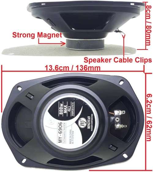 Speaker - 800W 6"x9" Car Speaker - 6"x9" 800W PP Cone Car Speaker fits most OEM locations