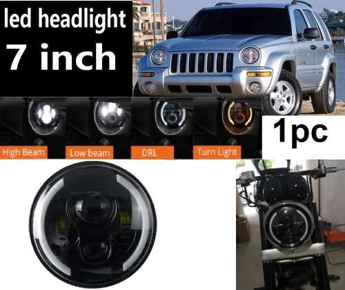 7" Half Ring Jeep LED H4 Headlight - Universal H4 LED Headlight - 7" 50W 4-in-1 LED Headlight