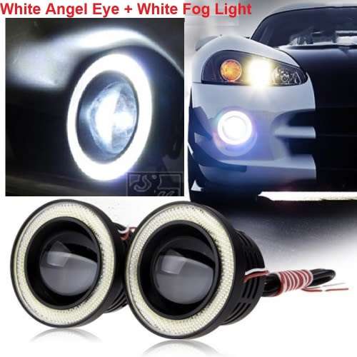 Fog Lights - LED Angel Eye Fog Light - 64mm White Fog + White Angel Right LED Fog Light