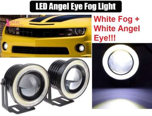 Fog Lights - LED Angel Eye Fog Light - 64mm White Fog + White Angel Right LED Fog Light