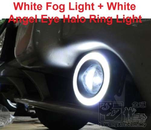 Fog Lights - LED Angel Eye Fog Light - 64mm White Fog + White Angel Right LED Fog Light