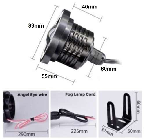 Fog Lights - LED Angel Eye Fog Light - 89mm White Fog + White Angel Right LED Fog Light