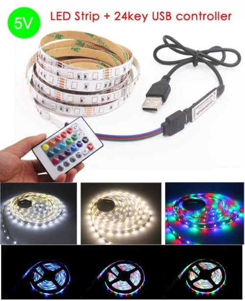 LED Light Strip - USB 3m RGBW LED Remote Controlled Light Strip