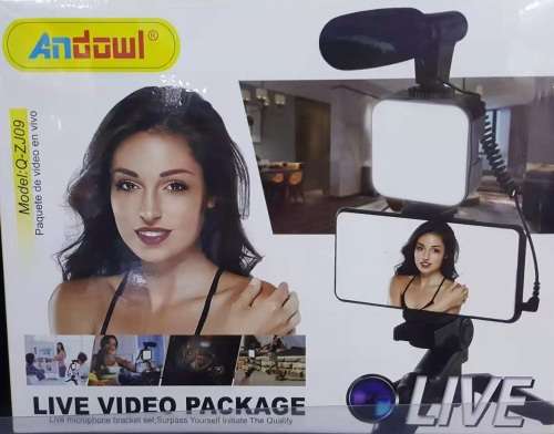 Vlogging Kit - Smartphone and Camera Vlogging Stand With LED Light and Mic