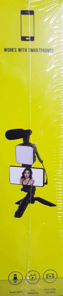 Vlogging Kit - Smartphone and Camera Vlogging Stand With LED Light and Mic