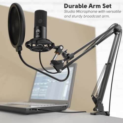 Microphone + Stand -  3.5mm Jack PC/Mobile Condenser Microphone with Desk Clamp Stand
