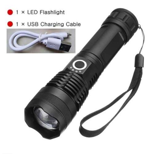 Torch - Rechargeable LED Flashlight - Multi-function Zoom Torch