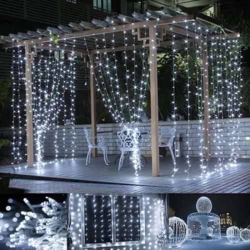 Fairy Curtain - 3m x 2m Fairy Curtain - White Fairy Curtain with 8 Light Modes