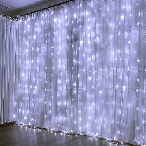 Fairy Curtain - 3m x 2m Fairy Curtain - White Fairy Curtain with 8 Light Modes