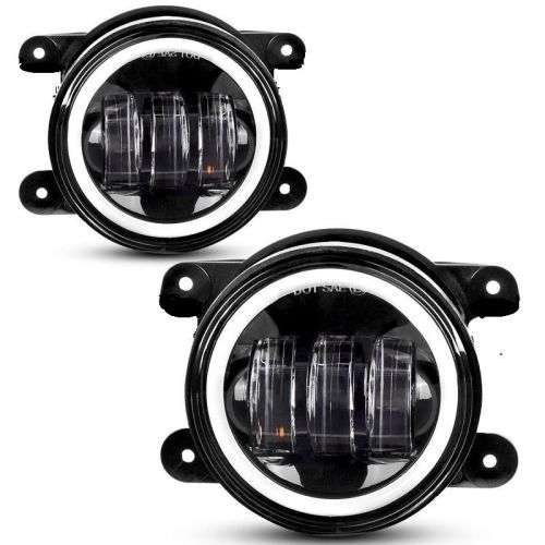 Fog Lights - LED Angel Eye Fog Light - 90mm White Fog + White Angel Right LED Fog Light