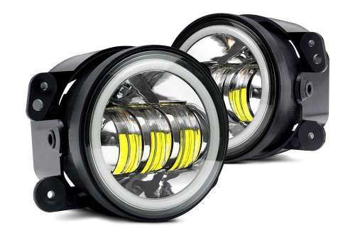 Fog Lights - LED Angel Eye Fog Light - 90mm White Fog + White Angel Right LED Fog Light