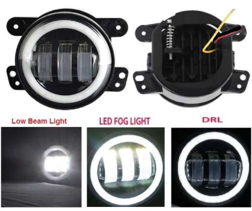 Fog Lights - LED Angel Eye Fog Light - 90mm White Fog + White Angel Right LED Fog Light