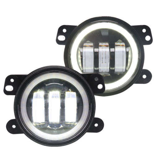 Fog Lights - LED Angel Eye Fog Light - 90mm White Fog + White Angel Right LED Fog Light