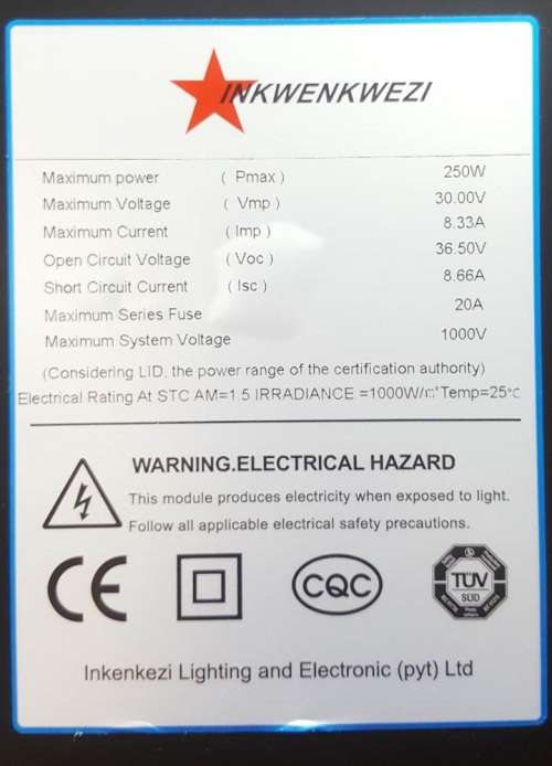 250W Solar Panel - Mono Cell 250W Solar Panel - Inkwe250W Mono Cell Solar Panel