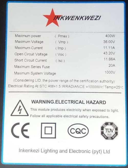 400W Solar Panel - Mono Cell 400W Solar Panel - Inkwe400W Mono Cell Solar Panel