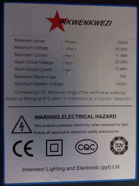 220W Solar Panel - Mono Cell 220W Solar Panel - Inkwe220W Mono Cell Solar Panel