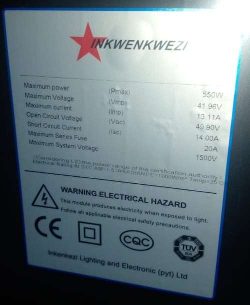 550W Solar Panel - Mono Cell 550W Solar Panel - Inkwe550W Mono Cell Solar Panel