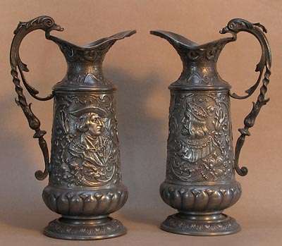 set of two antique pewter jugs