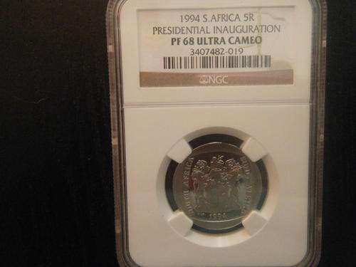*PROOF INAUGURATION ULTRA CAMEO* MANDELA INAUGURATION PF68 R5 COIN NGC GRADED