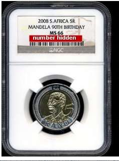 !! HIGH GRADE !! MANDELA BIRTHDAY 2008 SLABBED MS66 R5 COIN ***NGC GRADED MINT STATE 66 ***