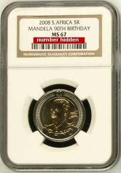 !! HIGH GRADE !!!! MANDELA BIRTHDAY 2008 SLABBED MS67 R5 COIN ***NGC GRADED MINT STATE 67 ***