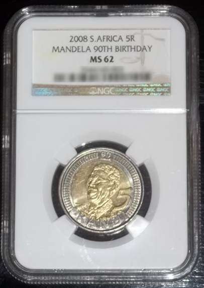 !! SCARCE !!!! MANDELA BIRTHDAY 2008 SLABBED MS62 R5 COIN