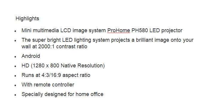 Android LED HD Home Projector