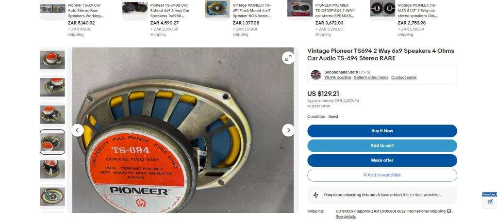 R3000+ RARE Vintage Pioneer TS694 2 Way 6x9 Speakers