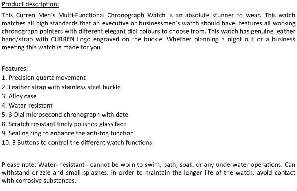 CURREN M8291 Chronograph Watch for Men