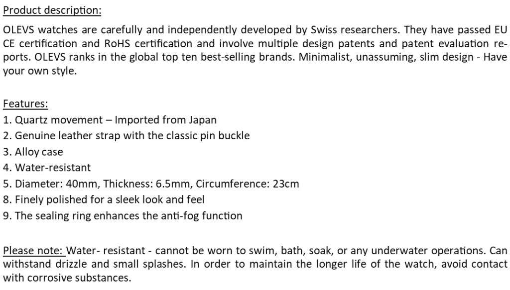 OLEVS Genuine Leather Quartz Unisex Watch (Black, White or Blue)