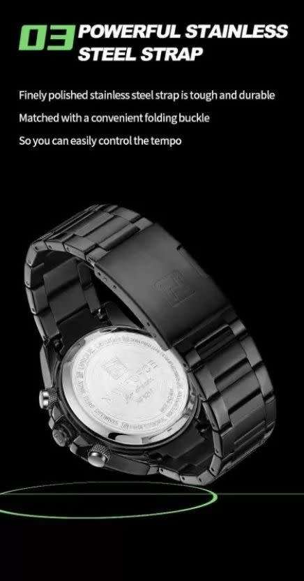 Naviforce 9217 Awakening Avant-Garde Sporty Power men`s Digital Stainless steel Wrist watch - GREEN