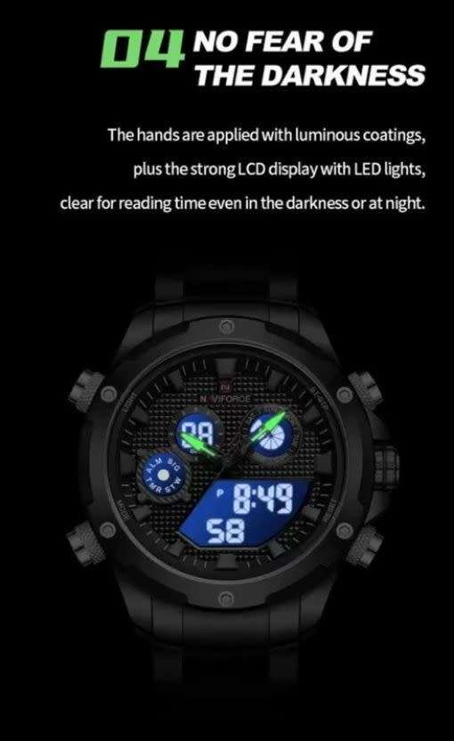 Naviforce 9217 Awakening Avant-Garde Sporty Power men`s Digital Stainless steel Wrist watch - GREEN