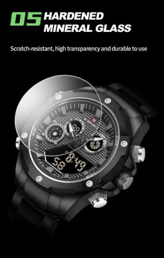 Naviforce 9217 Awakening Avant-Garde Sporty Power men`s Digital Stainless steel Wrist watch - GREEN