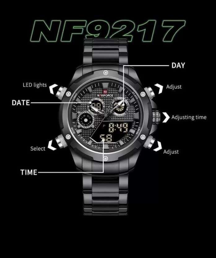Naviforce 9217 Awakening Avant-Garde Sporty Power men`s Digital Stainless steel Wrist watch - GREEN