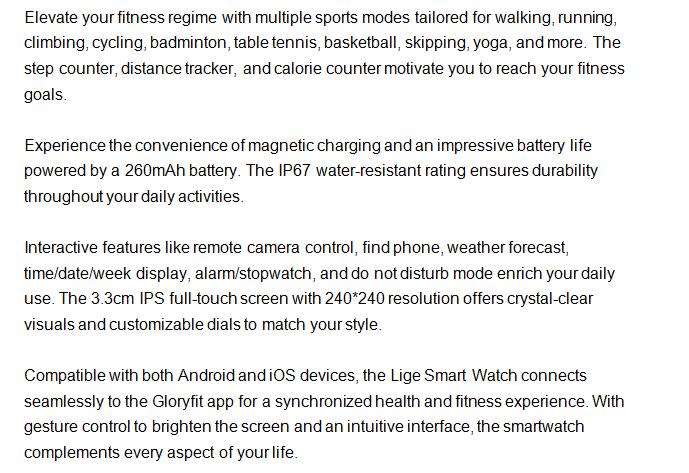 LIGE SMART SPORTS AND FITNESS WATCH STEEL + FREE SILICON STRAP