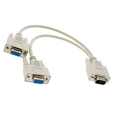 NEW 1 PC to 2 MONITORS SPLITTER CABLE FOR VGA VIDEO
