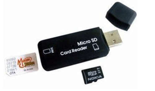 Sim card and memory card reader.