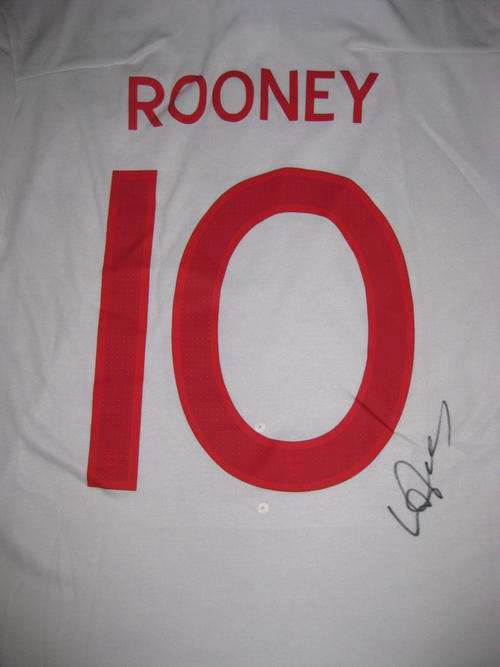 Wayne Rooney signed England World Cup home shirt WOW