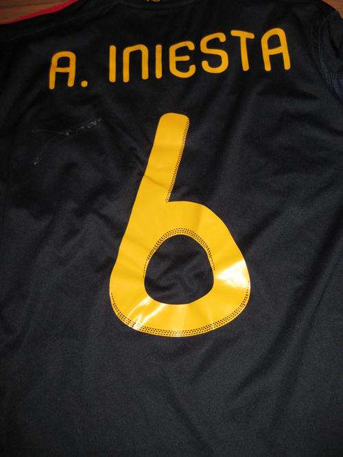 Andres Iniesta signed Spain World Cup WINNERS away shirt