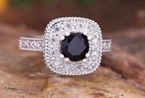 Exquizite Simulated Onyx Silver Polished Ring