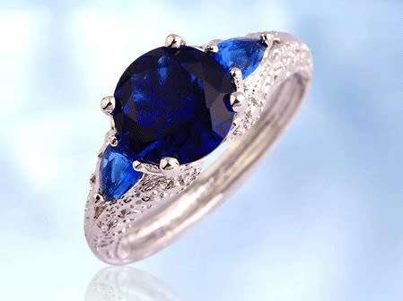 Exquizite Simulated Sapphire Silver Polished Ring