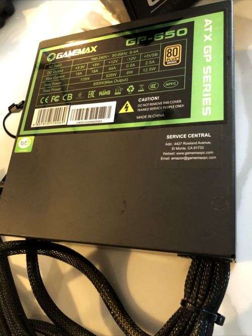 GameMax GP650 - ATX PSU 650W - WAPFC 80 Plus 14cm Fan Power Supply