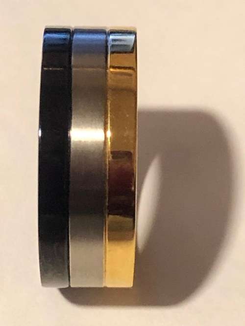 Titanium Ring - Gold_Silver_Black - 3 Tone - 20mm diameter