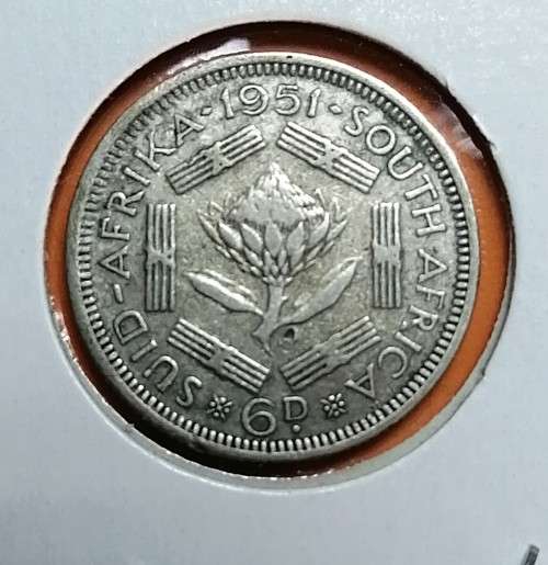 1951 SA Union 6D Sixpence